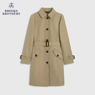 布克兄弟（BrooksBrothers）女士新中长款收腰风衣外套休闲通勤 B275-浅米色 0