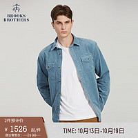 布克兄弟（BrooksBrothers）男士新美式翻领灯芯绒长袖休闲衬衫 B475-雾霾蓝 L