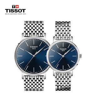 TISSOT 天梭 瑞士手表 魅时系列腕表 钢带石英对表