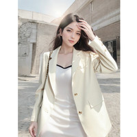 3COLOUR 三彩 简约休闲西装垫肩西服单排扣外套时尚上衣女
