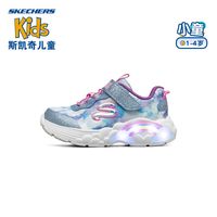 SKECHERS 斯凯奇 女童春秋女大小童魔术贴运动鞋撞色闪灯鞋 302300L
