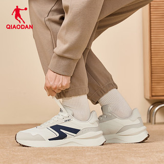 乔丹QIAODAN独白2.0运动鞋男冬复古阿甘鞋加绒保暖休闲鞋 象牙色/石墨蓝 39