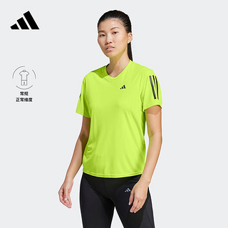 adidas阿迪达斯女装速干舒适跑步运动上衣圆领短袖T恤 亮柠檬黄/黑色 A/XL