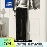 唐狮 TONLION休闲裤女冬宽松丝绒长裤 黑色 XL