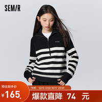 森马(Semir)森马毛衣女条纹插肩袖宽松上衣气质通勤冬季休闲风打底衫女士百搭 黑白色调00391 160/84A/M
