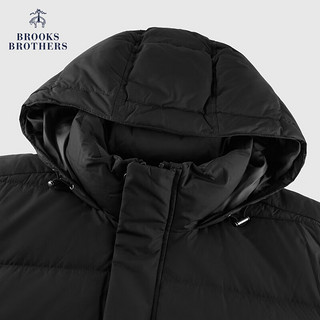 布克兄弟（BrooksBrothers）男士冬新灰鸭绒连帽保暖休闲羽绒服外套 0004-黑色 XL