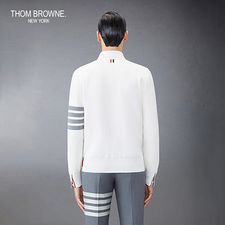 THOM BROWNE男士四条纹针织V领棉质侧开衩开衫 白色 3