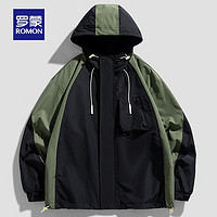 罗蒙冲锋夹克户外登山服款连帽防风外套 黑色 M