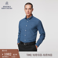 布克兄弟(BrooksBrothers)男23牛津纺扣结领格纹免烫休闲衬衫 4004-藏青色格纹 XXL