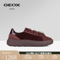 GEOX杰欧适女鞋潮流舒适简约时尚休闲鞋SPHERICA D36TCF 酒红色C7011 35