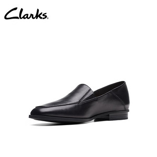 Clarks其乐萨拉菲纳系列女鞋舒适轻盈透气一脚套方头乐福鞋 黑色 261748274 40