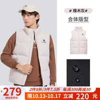 骆驼 CAMEL羽绒服马甲女冬季2023立领防泼水内搭保暖背心外套 M13CAEC013，橡木灰 L