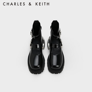 CHARLES&KEITH X Henn Kim系列高帮镂空马丁靴女CK1-90920117-1 Black Box黑色 37