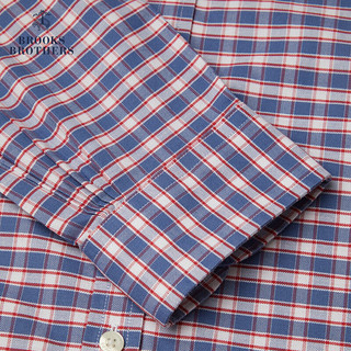 布克兄弟（BrooksBrothers）男23牛津纺免烫超修身格纹休闲衬衫 B485-蓝紫色格纹 M