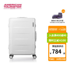 AMERICAN TOURISTER 美旅 箱包极简潮流粗铝框行李箱 双排飞机轮24英寸NJ1白色