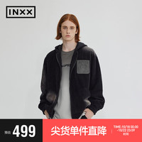 INXX 英克斯 ALLPICK 潮牌冬做旧灯芯绒连帽外套男女款褪色设计感拉链开衫 黑色 S