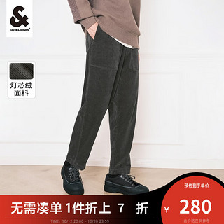 杰克·琼斯（JACK&JONES）秋季男装潮流宽松锥形灯芯绒长裤商务通勤舒适百搭休闲裤男 黑色E44 180/84A/LR