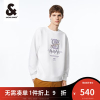 杰克·琼斯(JACK&JONES)秋冬男装潮流印花时尚休闲宽松上衣舒适百搭圆领长袖卫衣男 本白色BRIGHT WHITE 175/96A/M