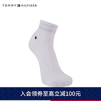 TOMMY HILFIGER 男装简约字母提花舒适透气运动休闲袜TS000776 白色100 OS