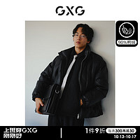 GXG 男装 蛋白pu皮面包服男潮流字母压印立领羽绒服 23冬 黑色 165/S