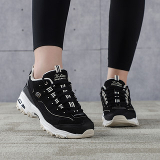 斯凯奇（Skechers）女鞋 23冬季加绒保暖运动鞋熊猫鞋缓震休闲鞋厚底增高老爹鞋 66666254-BKTP 6/36/230内长mm