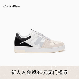 Calvin Klein Jeans男士时尚拼接低帮运动板鞋YM0070 03A-月光白/太空黑 41