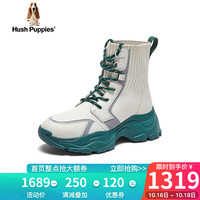 暇步士（Hush Puppies）短靴女士高帮厚底时尚时装加绒踝靴B6B06DD3 白色 35