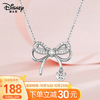 迪士尼（Disney）项链女款时尚饰品925银小众优雅蝴蝶结锁骨链礼盒送女生