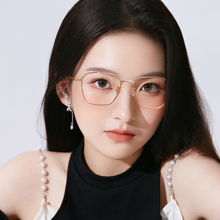 明月镜片 方框钛架近视眼镜框男女大框近视眼镜架度数防蓝光眼镜56081 镜框+1.60明月PMC镜片