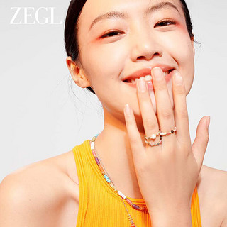 ZEGL彩色串珠淡水珍珠戒指女小众设计时尚个性多巴胺食指戒 珍珠小彩串戒指