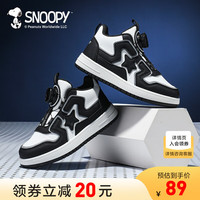 SNOOPY史努比儿童小白鞋男童秋季男孩高帮板鞋中大童运动鞋白色 黑白 35码 适合脚长21.2-21.7cm