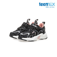 天美意(TEENMIX)天美意/Teenmix运动鞋女童保暖加绒2023冬皮面防滑耐磨跑步鞋 黑色 黑色 33