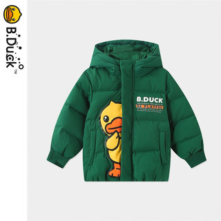 B.Duck小黄鸭儿童羽绒服短款冬季宝宝加厚白鸭绒外套男童保暖冬装 墨绿 90cm