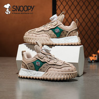 SNOOPY 史努比 童鞋男童运动鞋儿童旋转纽扣鞋轻便舒适鞋子3808棕色36
