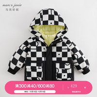 MARC&JANIE马克珍妮秋冬男童女童三合一羽绒服外套两件套231151 黑白趣味格 90cm