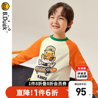 B.Duck小黄鸭童装男童长袖T恤纯棉装儿童打底衫内搭上衣 阳光橙 105cm
