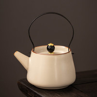 瓷牌茗茶具（cipaiming teaset）茶壶提梁壶陶瓷中式功夫茶具家用过滤单壶现代简约小号泡茶器 米黄汝窑《御煌》提梁壶