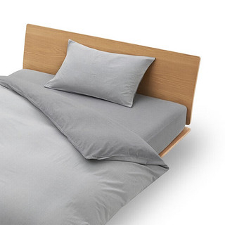 MUJI 無印良品 水洗棉 枕套 家用简约纯棉枕头套枕芯套炭灰色×炭灰色条纹48×74cm