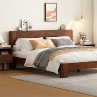 家逸实木床现代简约主卧双人床卧室大床小户型婚床1.8x2米胡桃色