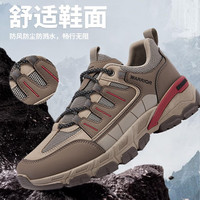 回力男鞋秋季运动鞋男户外登山鞋男防水徒步鞋子男鞋2023 卡其色 42