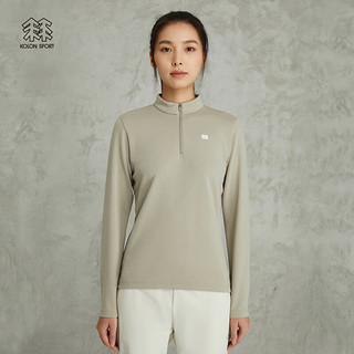 KOLON SPORT/可隆半拉链长袖 女子户外休闲运动徒步露营内搭T恤 LKZT3AN214-DE 深米 170/L