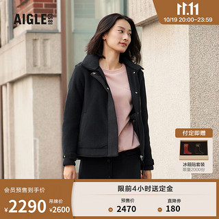 AIGLE艾高20户外保暖耐穿厚款全拉链抓绒衣女士外套 黑色 AN233 34(155/80A)