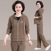 花花公子（PLAYBOY OUTDOOR）时尚百搭连帽外套女士休闲服套装开衫两件套春秋款显高显瘦装 LJF-23312卡其 M 95-110斤