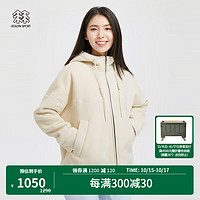 KOLON SPORT/可隆抓绒衣 女子户外运动露营羊羔绒连帽夹克外套 LKFJ3WTT68-PE 杏 170/L