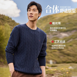七匹狼羊毛衫男圆领纽花厚毛衫保暖柔软舒适男装 003(中灰) 185/100A/XXXL