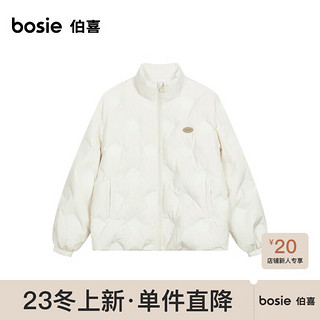 bosie2023冬短款羽绒服男立领宽松羽绒外套潮 米色 165/84A