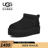 UGG冬女士舒适休闲经典迷你纯色厚底时尚短筒雪地靴1135092 BLK | 黑色 39