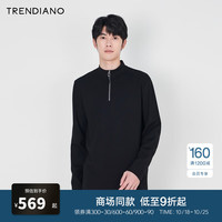 TRENDIANO小高领拉链百搭打底长袖T恤男潮 黑色090 XL