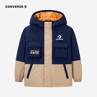 Converse匡威童装男童短款连帽棉服儿童拼接撞色外套 藏青蓝 140/68