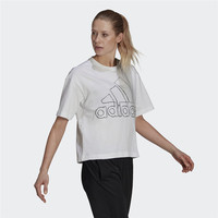阿迪达斯 adidas大logo时尚舒适柔软透气 女款圆领短袖运动T恤女